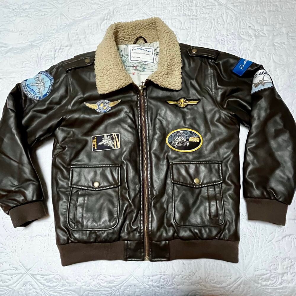 Boeing Classic Aviator Bomber Jacket with Patches Size 14/16 - Picture 2 of 12